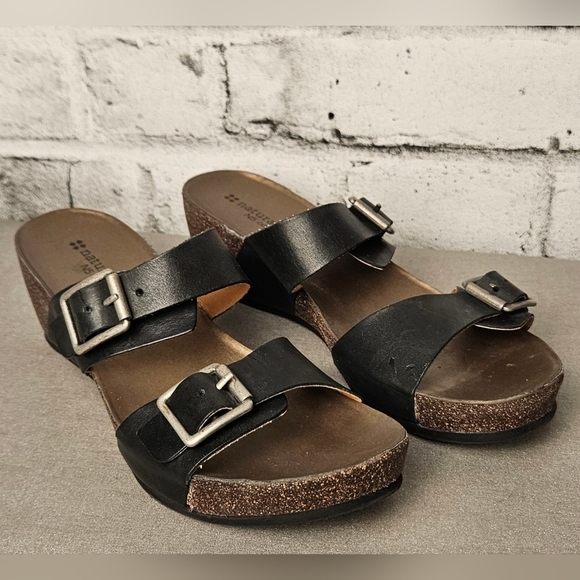 Naturalizer Shoes - Naturalizer Black Cork Wedge Sandals